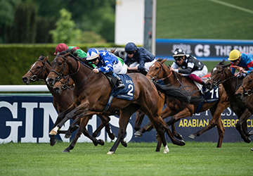 Teppal (Olivier Peslier,2) wins the Poule D’Essai Des Pouliches for David Simcock
Paris Longchamp 13.5.18 Pic: Edward Whitaker