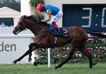 2R8J5K7 Ascot, Berkshire, UK. 21st June, 2023. Jockey Frankie Dettori wins the Queens Vase race at Ascot Races on horse Gregory. This was 78th Royal Ascot win for jockey Frankie Dettori. Credit: Maureen McLean/Alamy Live News